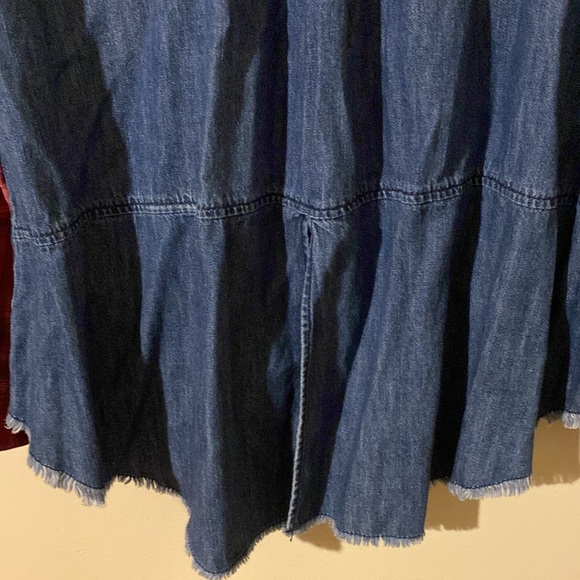 Free People Flannel Denim Button Down Shirt - Picture 8 of 10